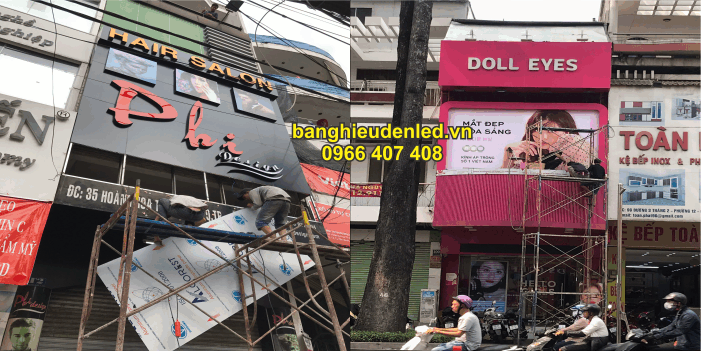 sửa chữa bảng hiệu alu.