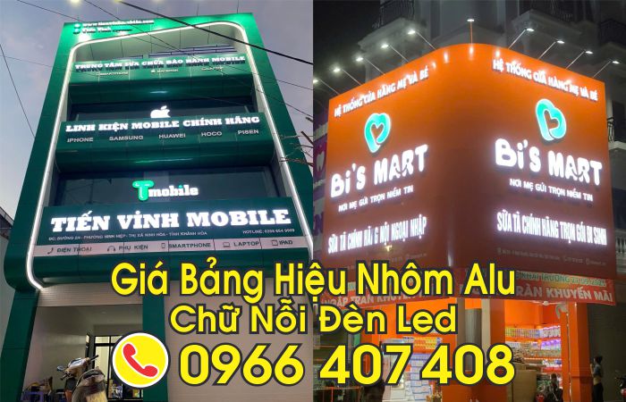 giá bảng hiệu alu chữ nổi đèn LED - Liên hệ: 0966.407.408 giá bảng hiệu alu chữ nổi đèn LED