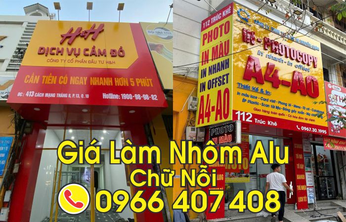 giá bảng hiệu alu chữ nổi - làm nhôm alu giá rẻ - Liên hệ: 0966.407.408 giá bảng hiệu alu chữ nổi - làm nhôm alu giá rẻ