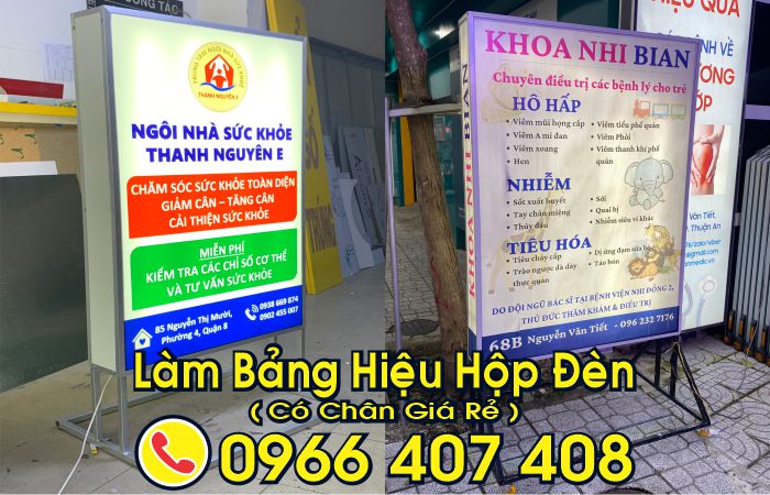 giá bảng hiệu hộp đèn - có chân