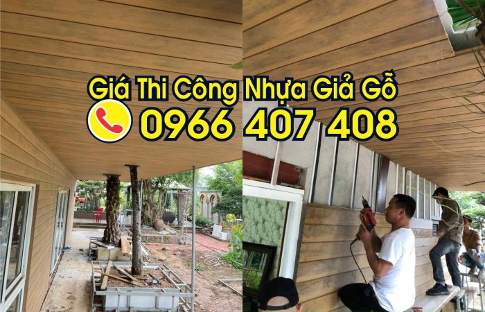 giá thi công nhựa giả gỗ - thi công làm lam nhựa giả gỗ giá rẻ