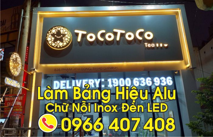 làm bảng hiệu alu chữ nổi - chữ inox đèn LED - Liên hệ: 0966.407.408 làm bảng hiệu alu chữ nổi - chữ inox đèn LED