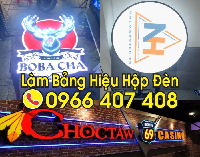 làm bảng hiệu hộp đèn giá rẻ trọn gói - Liên Hệ: 0966.407.408 làm bảng hiệu hộp đèn giá rẻ trọn gói