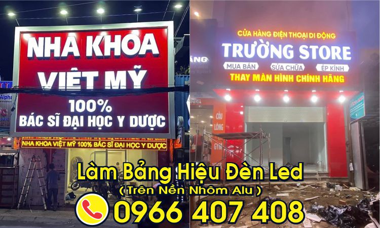 làm bảng hiệu led giá rẻ trên nền nhôm alu