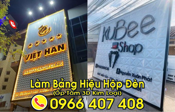 làm hộp đèn bảng hiệu - tấm ốp kim loại 3d