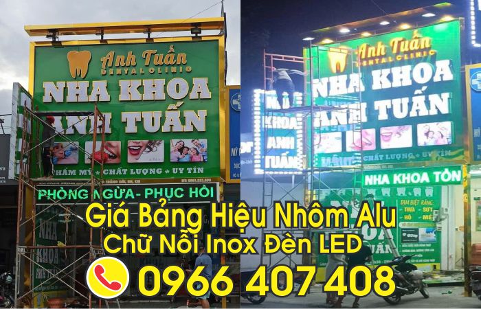 làm nhôm alu giá rẻ - chữ Inox đèn LED - Liên hệ: 0966.407.408 làm nhôm alu giá rẻ - chữ Inox đèn LED