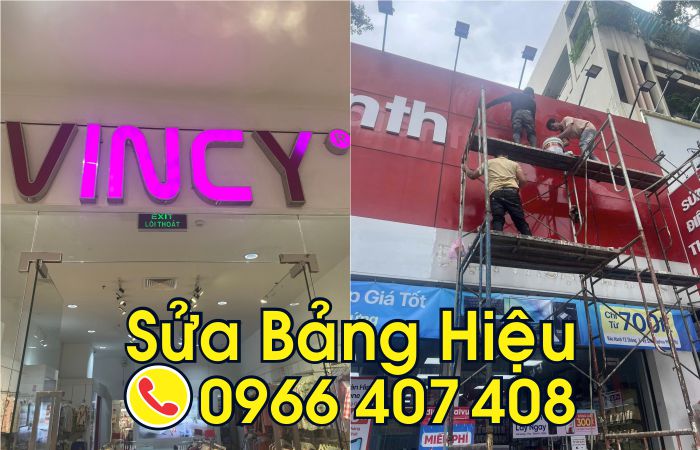 sửa bảng hiệu đèn led - sửa bảng hiệu nhôm alu