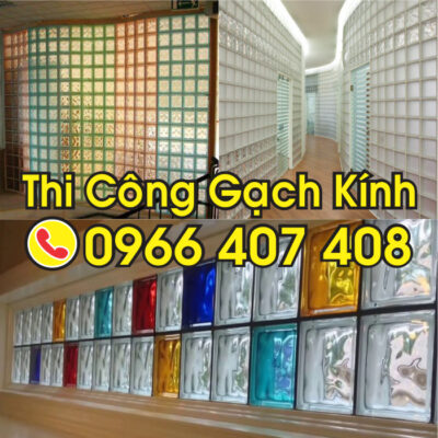 thi công gạch kính lấy sáng