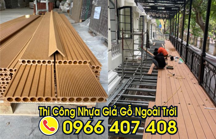 thi công nhựa giả gỗ ngoài trời - thi công làm lam nhựa giả gỗ giá rẻ 