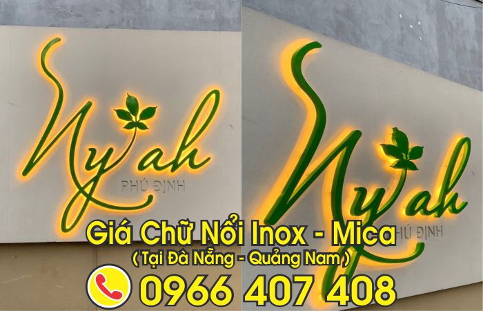 làm chữ nổi mica, inox tại đà nẵng - giá chữ nổi inox sơn màu có đèn