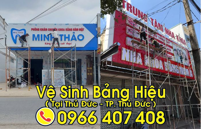 nhận vệ sinh bảng hiệu - sửa bảng hiệu tại thủ đức - sửa bảng hiệu nhôm alu tại thủ đức