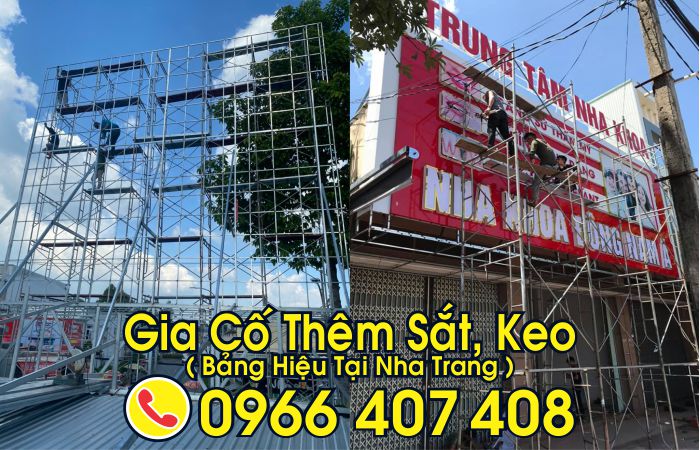sửa bảng hiệu tại nha trang - gia cố khung xương sắt, keo - Liên hệ: 0966.407.408 sửa bảng hiệu tại nha trang - gia cố khung xương sắt, keo
