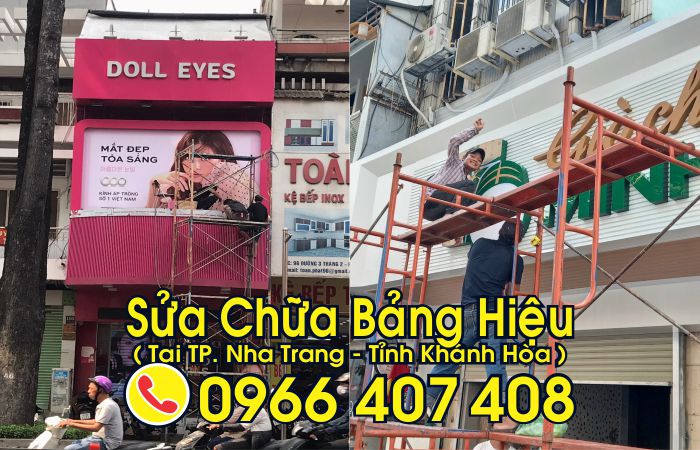 sửa chữa bảng hiệu tại nha trang - sửa bảng hiệu nhôm alu tại nha trang