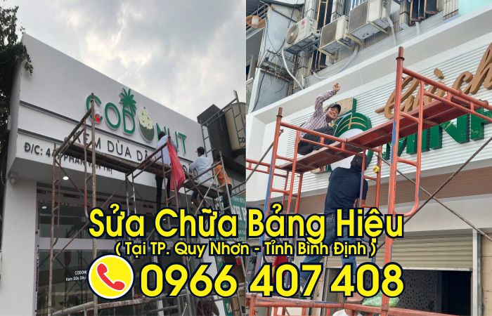 sửa chữa bảng hiệu tại quy nhơn - sửa bảng hiệu nhôm alu tại quy nhơn