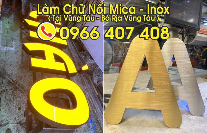 làm chữ nổi mica inox tại vũng tàu