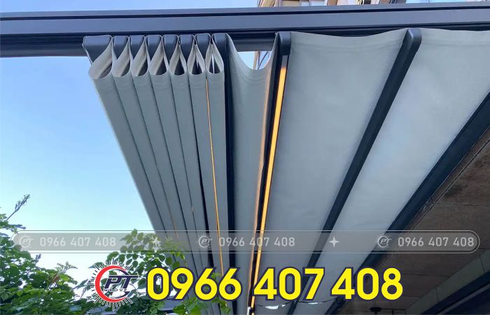 giá thi công mái bạt xếp bạt kéo - mái xếp mái hiên bạt kéo tự động