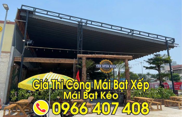 giá thi công mái bạt xếp bạt kéo