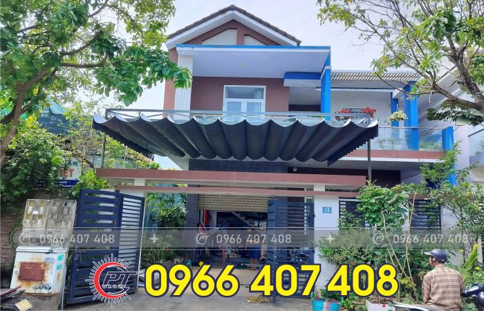 làm mái xếp mái hiên mái kéo sân trước