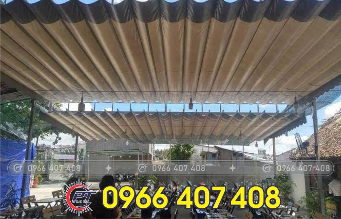 làm mái xếp mái hiên mái kéo - thi công mái bạt xếp bạt kéo di động