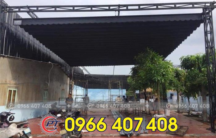 mái xếp bạt kéo cho quán cà phê - thi công mái xếp bạt kéo tại hồ chí minh