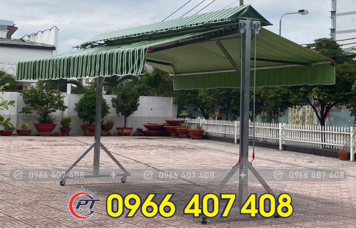 thi công mái bạt xếp bạt kéo di động - làm mái xếp mái hiên mái kéo