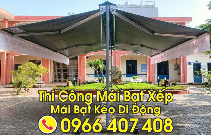 thi công mái bạt xếp bạt kéo di động