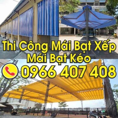 thi công mái bạt xếp bạt kéo giá rẻ