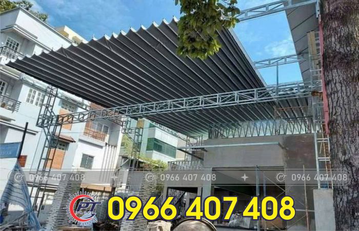 thi công mái bạt xếp bạt kéo giá rẻ tại nhà riêng