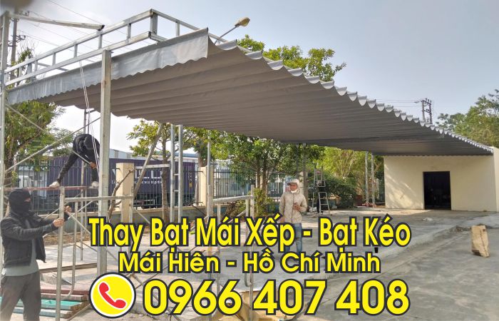 giá thay bạt mái xếp mái kéo - sửa mái xếp mái kéo mái hiên di động