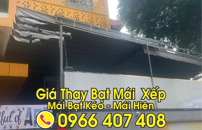 giá thay bạt mái xếp mái kéo