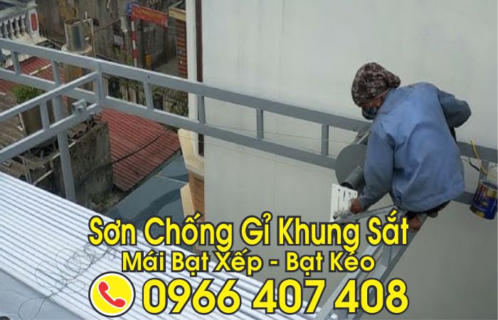 sơn chống gỉ sét khung mái xếp mái kéo