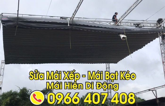 sửa mái bạt xếp bạt kéo - giá thay bạt mái xếp mái kéo