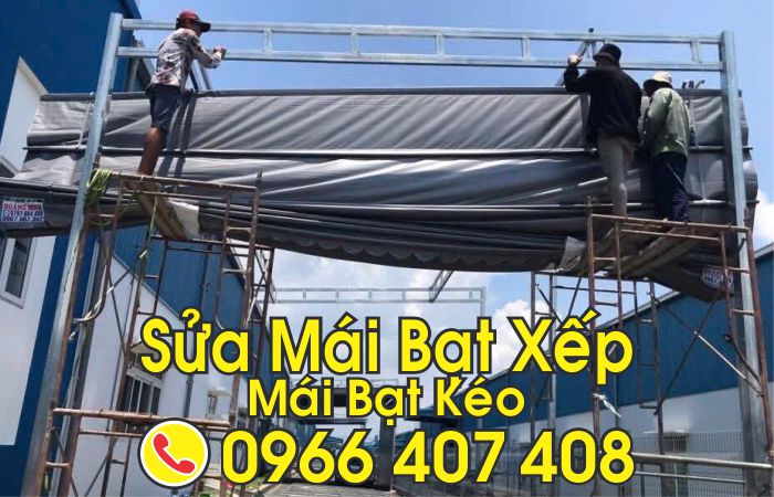 sửa mái bạt xếp bạt kéo - mái hiên