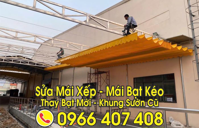 sửa mái bạt xếp bạt kéo tại hồ chí minh - thay bạt mái hiên di động