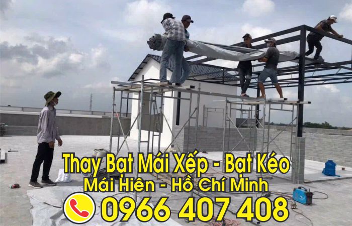 sửa mái xếp mái kéo mái hiên di động - sửa mái bạt xếp bạt kéo