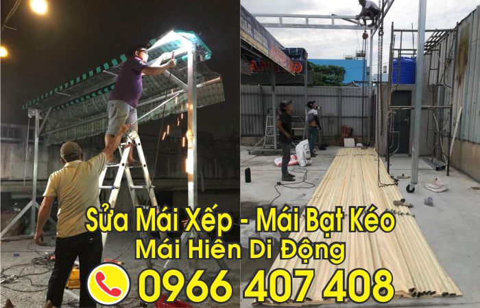 sửa mái xếp mái kéo mái hiên di động - thay bạt mái hiên di động