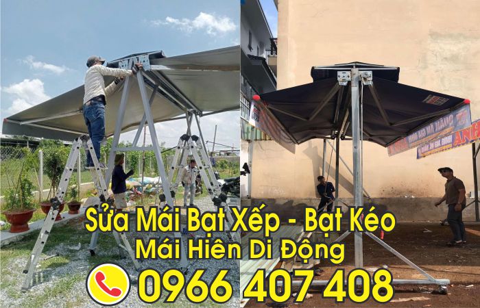 sửa mái xếp mái kéo mái hiên di động