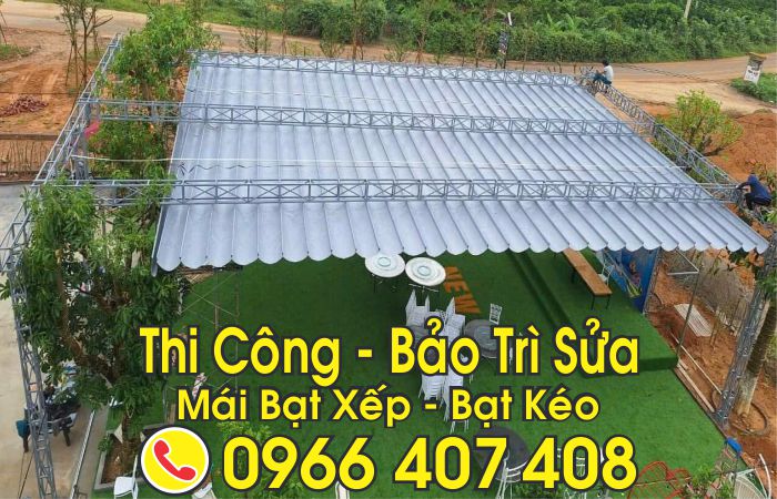 thi công bảo trì sửa mái bạt xếp bạt kéo