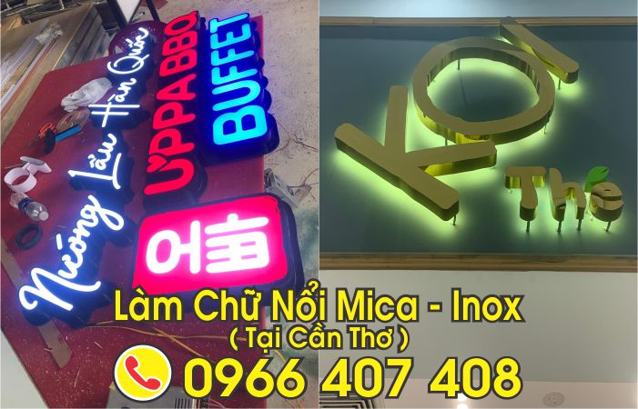 làm chữ nổi mica inox tại cần thơ