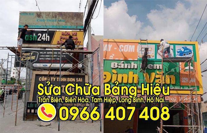 sửa bảng hiệu tại trấn biên - sửa bảng hiệu nhôm alu tại trấn biên