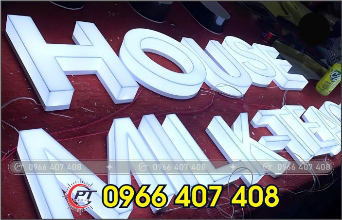thi công chữ mica - Liên Hệ: 0966.407.408 thi công chữ mica